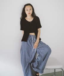 bluelea ブルレア オリジナルチェックワイドパンツ ブルー XS
