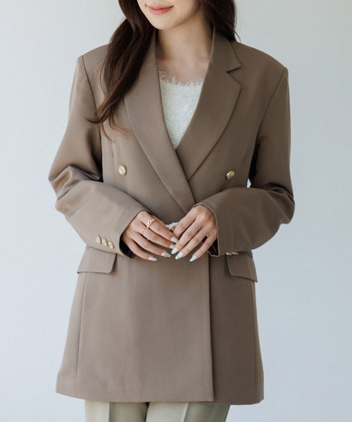 SENEE ダブルテーラードジャケット ベージュ double tailored jacket（ダブルテーラードジャケット