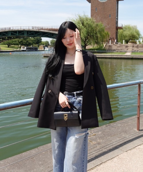SENEE セニー ダブルジャケットジレ ブラック double jacket gilet（ダブルジャケットジレ）（ベスト）｜SENEE