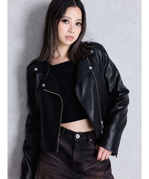 GYDA フェイクレザージャケット GYDA ブルゾン アウター 「SETUP着用可」フェイクレザーa−2