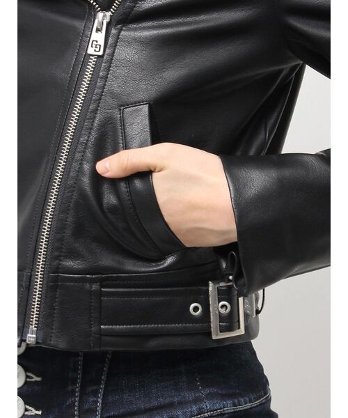 GYDA ライダースジャケット GYDA レザージャケット ライダース レイヤードエコファー