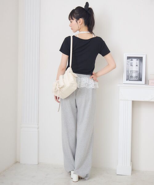 ems excite（エムズエキサイト）の「前リボンキャミドッキングCT（Tシャツ/カットソー・レディース・ピンク/ダークグレー/ブラック/ブラウン・FREE）」の7枚目の写真