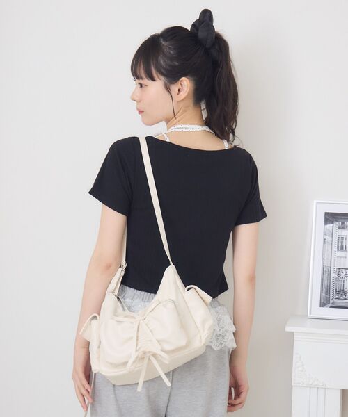 ems excite（エムズエキサイト）の「前リボンキャミドッキングCT（Tシャツ/カットソー・レディース・ピンク/ダークグレー/ブラック/ブラウン・FREE）」の10枚目の写真