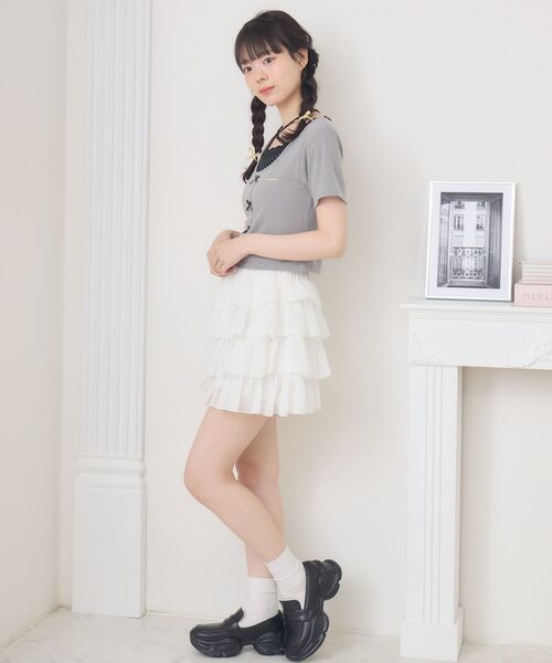 ems excite（エムズエキサイト）の「前リボンキャミドッキングCT（Tシャツ/カットソー・レディース・ピンク/ダークグレー/ブラック/ブラウン・FREE）」の14枚目の写真