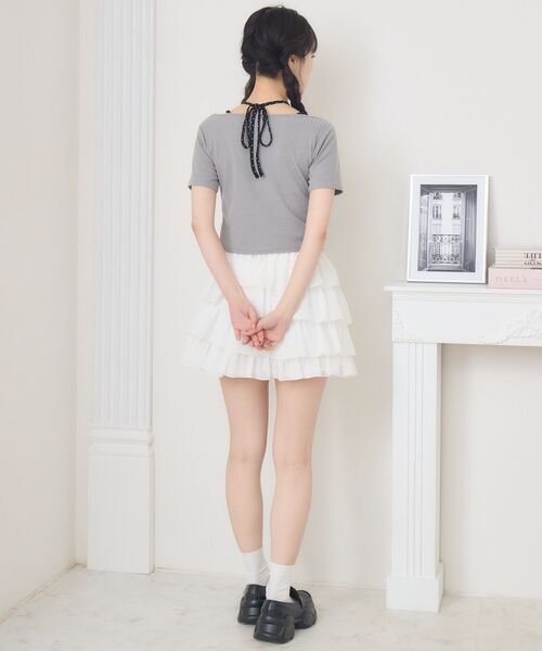 ems excite（エムズエキサイト）の「前リボンキャミドッキングCT（Tシャツ/カットソー・レディース・ピンク/ダークグレー/ブラック/ブラウン・FREE）」の15枚目の写真