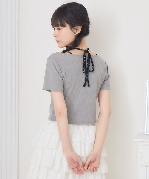 ems excite（エムズエキサイト）の「前リボンキャミドッキングCT（Tシャツ/カットソー・レディース・ピンク/ダークグレー/ブラック/ブラウン・FREE）」の19枚目の写真