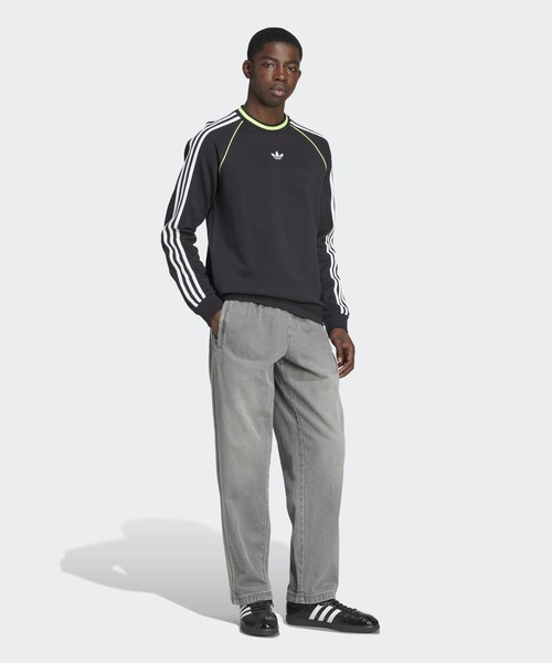 【新品XS】adidas　アディカラールーズトラックパンツデニム　グレー adidasアディカラー ルーズ トラックパンツ デニム ストーン