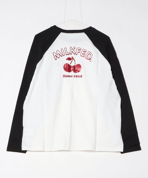MILKFED.(ミルクフェド)の「ROUND LOGO GLITTER CHERRY B/B TEE(Tシャツ/カットソー・レディース・ホワイト/チャコール/オートミール・L/M)」の15枚目の写真