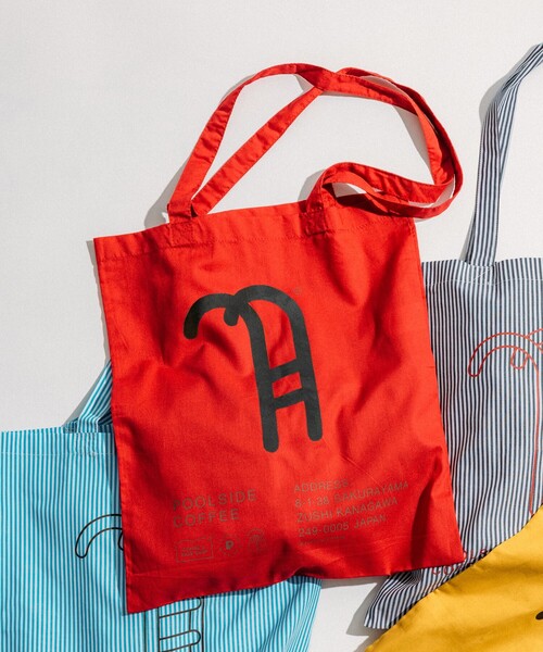 FREAK'S STORE（フリークスストア）の「別注 POOLSIDE COFFEE TOTE BAG/プールサイドコーヒー トートバッグ（トートバッグ・レディース・ブラック/イエロー/サックスブルー/レッド・ONE SIZE）」の4枚目の写真