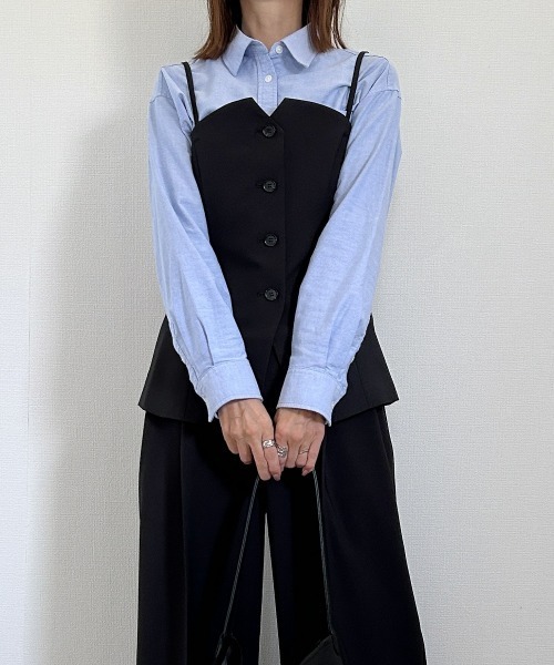 セール】【みさとさんコラボ】フロントボタンビスチェ＋センタープレス