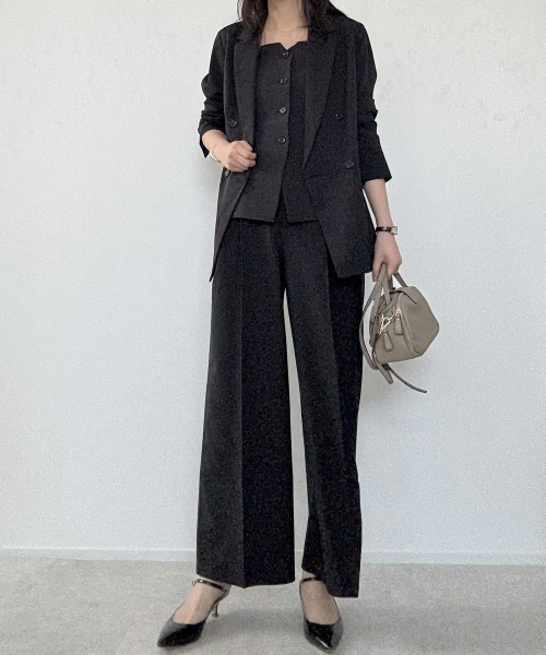 7days Life Styling（セブンデイズライフスタイリング）の「【みさとさんコラボ】フロントボタンビスチェ＋センタープレスタックワイドパンツ＜大きいサイズ有＞（スーツセット・レディース・グレー/ブラック・T3L/L/3L/LL/M/TLL/TM/TL）」の18枚目の写真