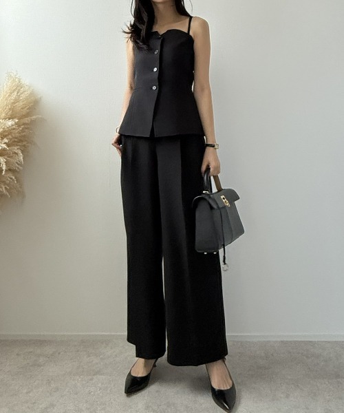 7days Life Styling（セブンデイズライフスタイリング）の「【みさとさんコラボ】フロントボタンビスチェ＋センタープレスタックワイドパンツ＜大きいサイズ有＞（スーツセット・レディース・グレー/ブラック・T3L/L/3L/LL/M/TLL/TM/TL）」の21枚目の写真