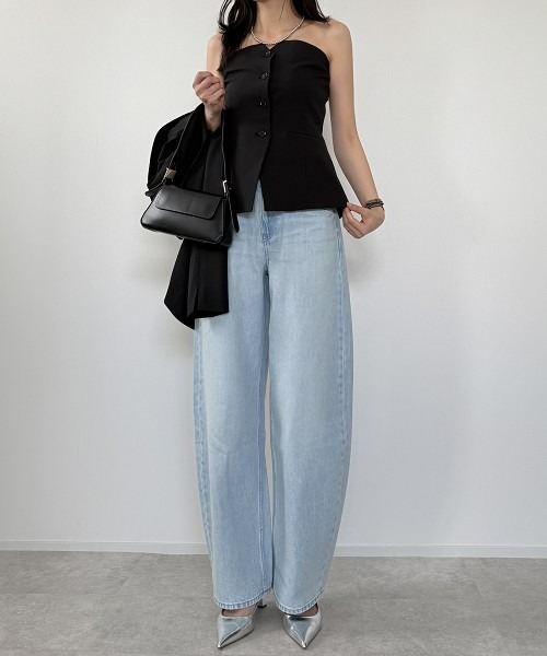 7days Life Styling（セブンデイズライフスタイリング）の「【みさとさんコラボ】フロントボタンビスチェ＋センタープレスタックワイドパンツ＜大きいサイズ有＞（スーツセット・レディース・グレー/ブラック・T3L/L/3L/LL/M/TLL/TM/TL）」の14枚目の写真