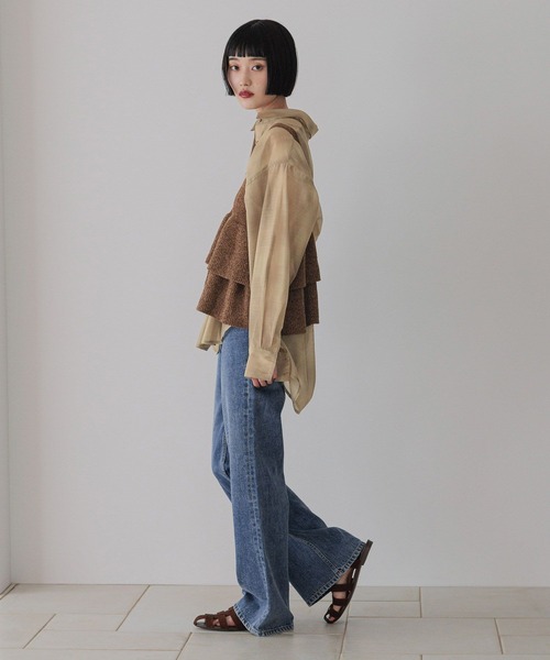 LOWRYS FARM（ローリーズファーム）の「モールペプラムベスト　581091（ベスト・レディース・ブラウン/ダークグレー/ベージュ・FREE）」の4枚目の写真