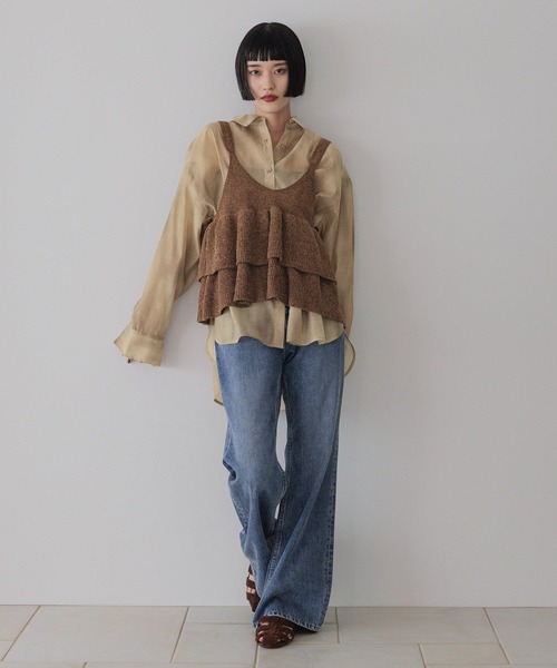 LOWRYS FARM（ローリーズファーム）の「モールペプラムベスト　581091（ベスト・レディース・ブラウン/ダークグレー/ベージュ・FREE）」の5枚目の写真