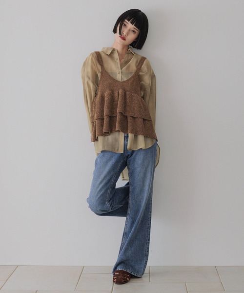 LOWRYS FARM（ローリーズファーム）の「モールペプラムベスト　581091（ベスト・レディース・ブラウン/ダークグレー/ベージュ・FREE）」の6枚目の写真