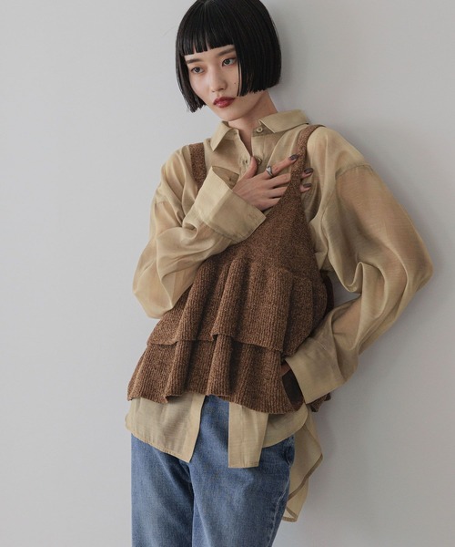 LOWRYS FARM（ローリーズファーム）の「モールペプラムベスト　581091（ベスト・レディース・ブラウン/ダークグレー/ベージュ・FREE）」の8枚目の写真