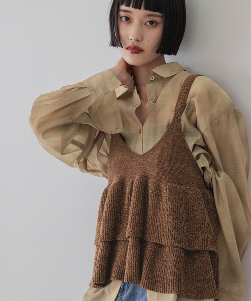 LOWRYS FARM（ローリーズファーム）の「モールペプラムベスト　581091（ベスト・レディース・ブラウン/ダークグレー/ベージュ・FREE）」の10枚目の写真