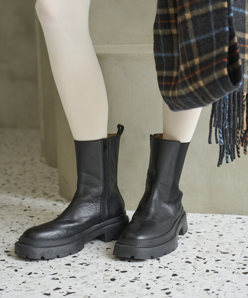 セール】ATELIER BRUGGE/アトリエブルージュ レザー サイドゴア タンク