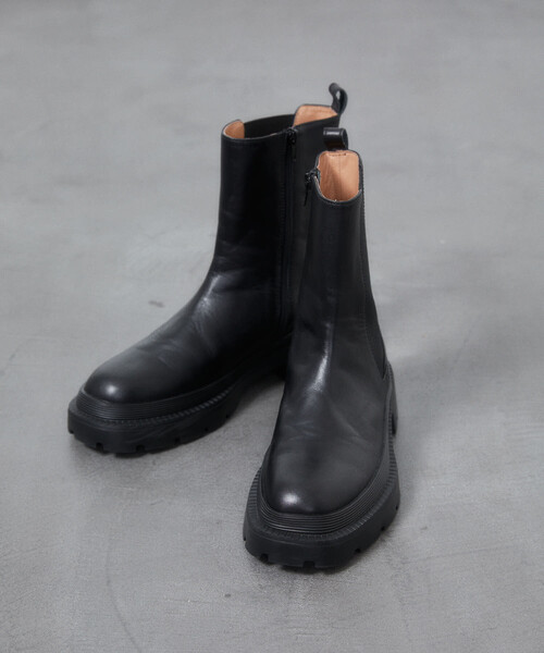 ATELIER BRUGGE（アトリエブルージュ）の「ATELIER BRUGGE/アトリエブルージュ レザー サイドゴア タンクブーツ / 牛革(22.5cm～24.5cmサイズ展開)（ブーツ・レディース・ブラック・S/M/L）」の8枚目の写真