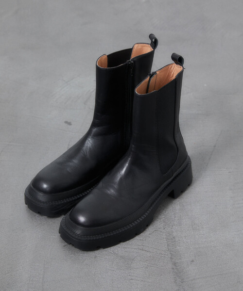 ATELIER BRUGGE（アトリエブルージュ）の「ATELIER BRUGGE/アトリエブルージュ レザー サイドゴア タンクブーツ / 牛革(22.5cm～24.5cmサイズ展開)（ブーツ・レディース・ブラック・S/M/L）」の18枚目の写真