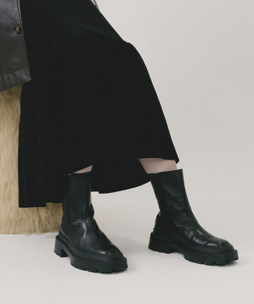 ATELIER BRUGGE（アトリエブルージュ）の「ATELIER BRUGGE/アトリエブルージュ レザー サイドゴア タンクブーツ / 牛革(22.5cm～24.5cmサイズ展開)（ブーツ・レディース・ブラック・S/M/L）」の21枚目の写真