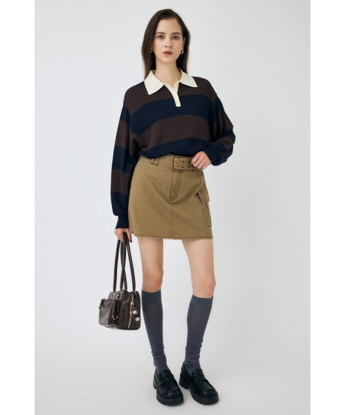 MOUSSY（マウジー）の「【25年AW新作】BELT ミニスカート（スカート・レディース・ベージュ/ダークグレー・1/2）」の4枚目の写真