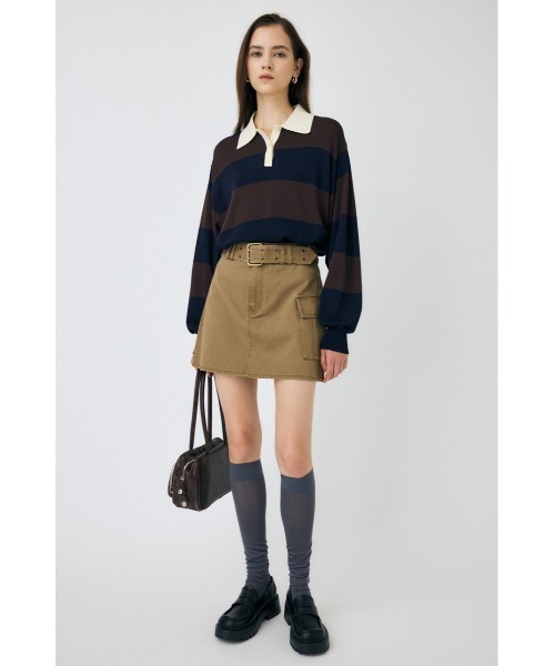 MOUSSY（マウジー）の「【25年AW新作】BELT ミニスカート（スカート・レディース・ベージュ/ダークグレー・1/2）」の5枚目の写真