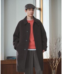 OVERCOAT 春秋用 薄手 ウール ステンカラーコート グレンチェック かぐれ（カグレ）の「ウールバルマカンコート（ステンカラー