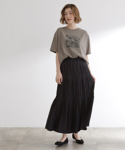 grove(グローブ)の「夏に映える 大人のクロップドTシャツ(Tシャツ/カットソー・レディース・ライトベージュ/オフホワイト/グレー・01/02/03/04/05)」の9枚目の写真