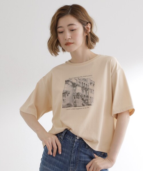 grove(グローブ)の「夏に映える 大人のクロップドTシャツ(Tシャツ/カットソー・レディース・ライトベージュ/オフホワイト/グレー・01/02/03/04/05)」の12枚目の写真