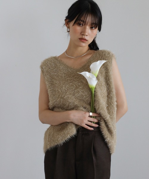 seyto Shaggy switching knit vest ニットベスト seyto（セイト）の「Shaggy switching knit vest / シャギー