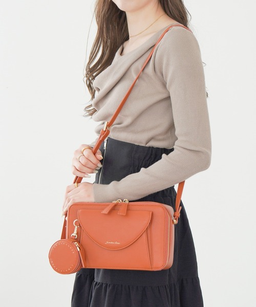 Jewelna Rose(ジュエルナローズ)の「【ポーチ付き】 ヴィクシー ショルダーバッグ 16231(ショルダーバッグ・レディース・グリーン/オレンジ/グレイッシュベージュ・FREE)」の1枚目の写真