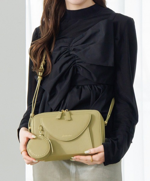 Jewelna Rose(ジュエルナローズ)の「【ポーチ付き】 ヴィクシー ショルダーバッグ 16231(ショルダーバッグ・レディース・グリーン/オレンジ/グレイッシュベージュ・FREE)」の5枚目の写真