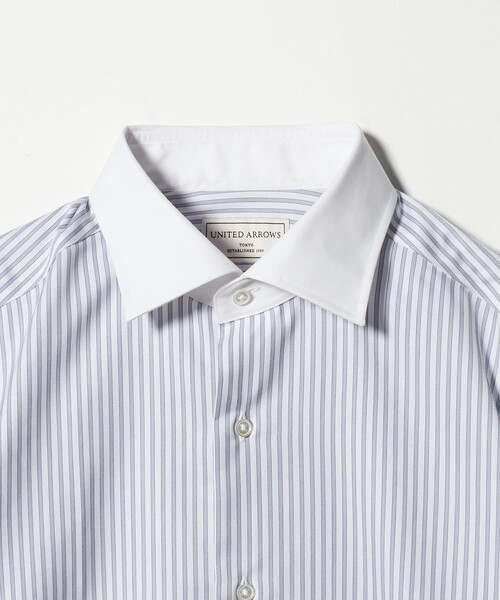 UNITED ARROWS(ユナイテッドアローズ)の「イージーケア AG キャンディーストライプ セミワイドカラー クレリックシャツ 抗菌防臭(ビジネスシャツ・メンズ・グレー系・41cm/38cm/40cm/39cm)」の4枚目の写真