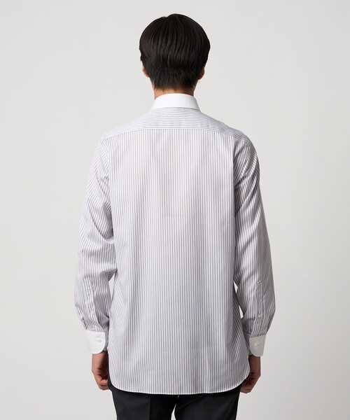 【タグ付き】UNITED ARROWS EASYCARE長袖ストライプワイシャツ イージーケア AG キャンディーストライプ セミワイドカラー クレリック