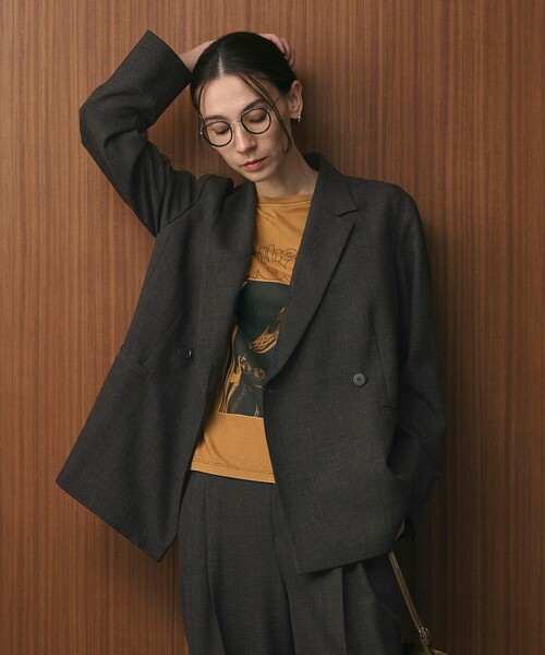 BEAUTY&YOUTH UNITED ARROWS（ビューティーアンドユースユナイテッドアローズ）の「【WEB限定 Wardrobe DAILY MINIMAL】ウールライク メランジダブルジャケット ウォッシャブル（テーラードジャケット・レディース・ブラック/ベージュ/ダークグレー・L/M/S）」の4枚目の写真