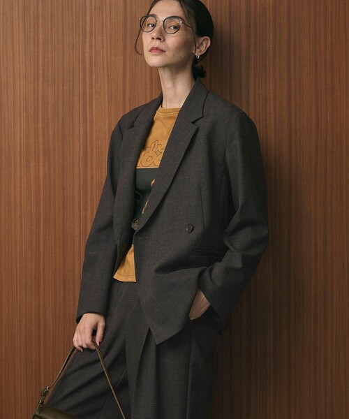 BEAUTY&YOUTH UNITED ARROWS（ビューティーアンドユースユナイテッドアローズ）の「【WEB限定 Wardrobe DAILY MINIMAL】ウールライク メランジダブルジャケット ウォッシャブル（テーラードジャケット・レディース・ブラック/ベージュ/ダークグレー・L/M/S）」の5枚目の写真