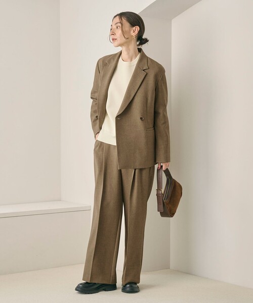 BEAUTY&YOUTH UNITED ARROWS（ビューティーアンドユースユナイテッドアローズ）の「【WEB限定 Wardrobe DAILY MINIMAL】ウールライク メランジダブルジャケット ウォッシャブル（テーラードジャケット・レディース・ブラック/ベージュ/ダークグレー・L/M/S）」の16枚目の写真