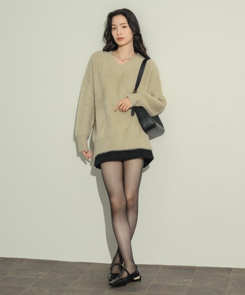 NEUNA(ヌナ)の「オーバーサイズシャギーニット(ニット/セーター・レディース・ピンク/オフホワイト/チャコールグレー/ベージュ/ブラウン・FREE)」の21枚目の写真