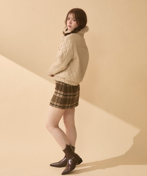 伊太利屋　ファー　キルティングジャケット　ブルゾン セール】ファー襟キルティングジャケット（ブルゾン）｜TITTY&CO