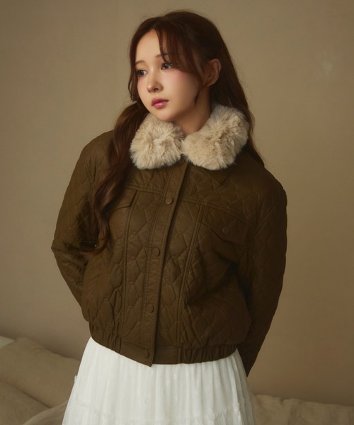伊太利屋　ファー　キルティングジャケット　ブルゾン ファー襟キルティングジャケット（ブルゾン）｜TITTY&CO.（ティ