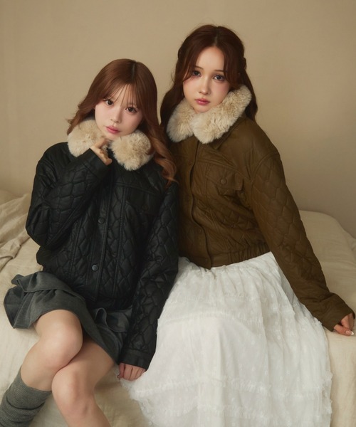 ジャケット・アウター Yang Tingting ファー襟キルティングジャケット（ブルゾン）｜TITTY&CO.（ティ