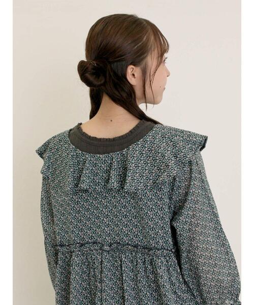 Samansa Mos2（サマンサ モスモス）の「【S/Mサイズ】柄アソート襟フリル2WAYワンピース（ワンピース・レディース・ベージュ/ネイビー/キナリ/グリーン・M/S）」の7枚目の写真