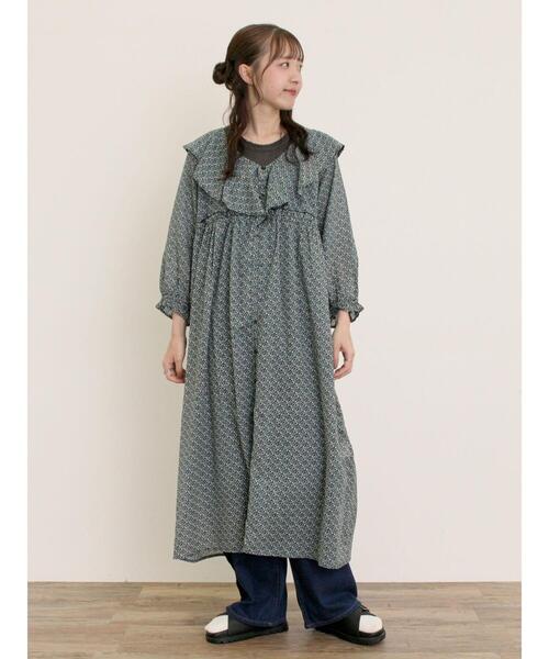 Samansa Mos2 2ウェイ　コート　ワンピース Samansa Mos2（サマンサ モスモス）の「花刺繍パイピング