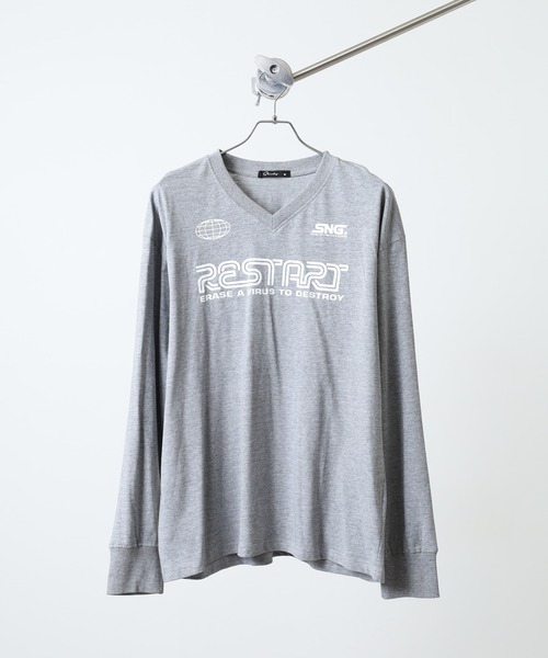 FUNALIVE(ファンアライブ)の「オーバーサイズ プリント ロングTシャツ Oversized printed long sleeve T-shirt unisex(Tシャツ/カットソー・メンズ・ヘザーチャコール/オフホワイト/チャコールグレー/ネイビー/ブラック/杢グレー/ホワイト系3/ホワイト系2/ヘザーグレー/ホワイト系1/ブラック系2/オートミール/ブラック系4/チャコール/サックスブルー/ブラック系1/ネイビー系1/パープル・L/M/XL)」の11枚目の写真