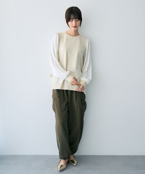 YECCA VECCA(イェッカヴェッカ)の「サイドプリーツ異素材MIXプルオーバー(ニット/セーター・レディース・アイボリー/キャメル/ブラック・FREE)」の17枚目の写真