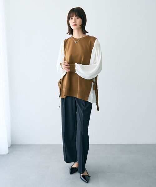 YECCA VECCA(イェッカヴェッカ)の「サイドプリーツ異素材MIXプルオーバー(ニット/セーター・レディース・アイボリー/キャメル/ブラック・FREE)」の21枚目の写真