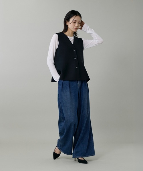 INED（イネド）の「ミラノリブニットジレ（ニット/セーター・レディース・グレー/ブラック・9号）」の4枚目の写真