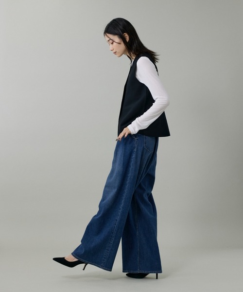 INED（イネド）の「ミラノリブニットジレ（ニット/セーター・レディース・グレー/ブラック・9号）」の5枚目の写真